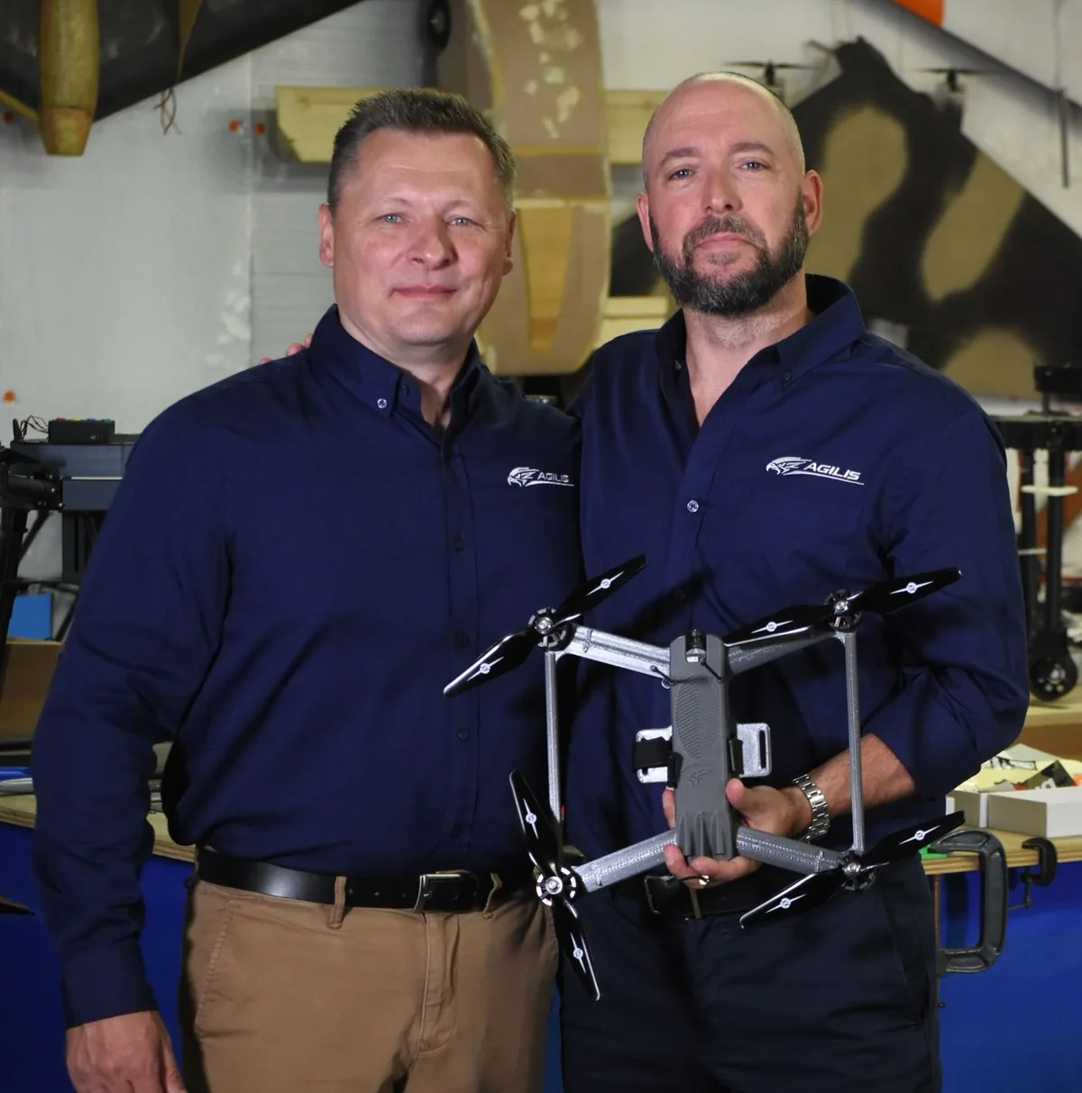 Agilis co-founders with a Remora drone
